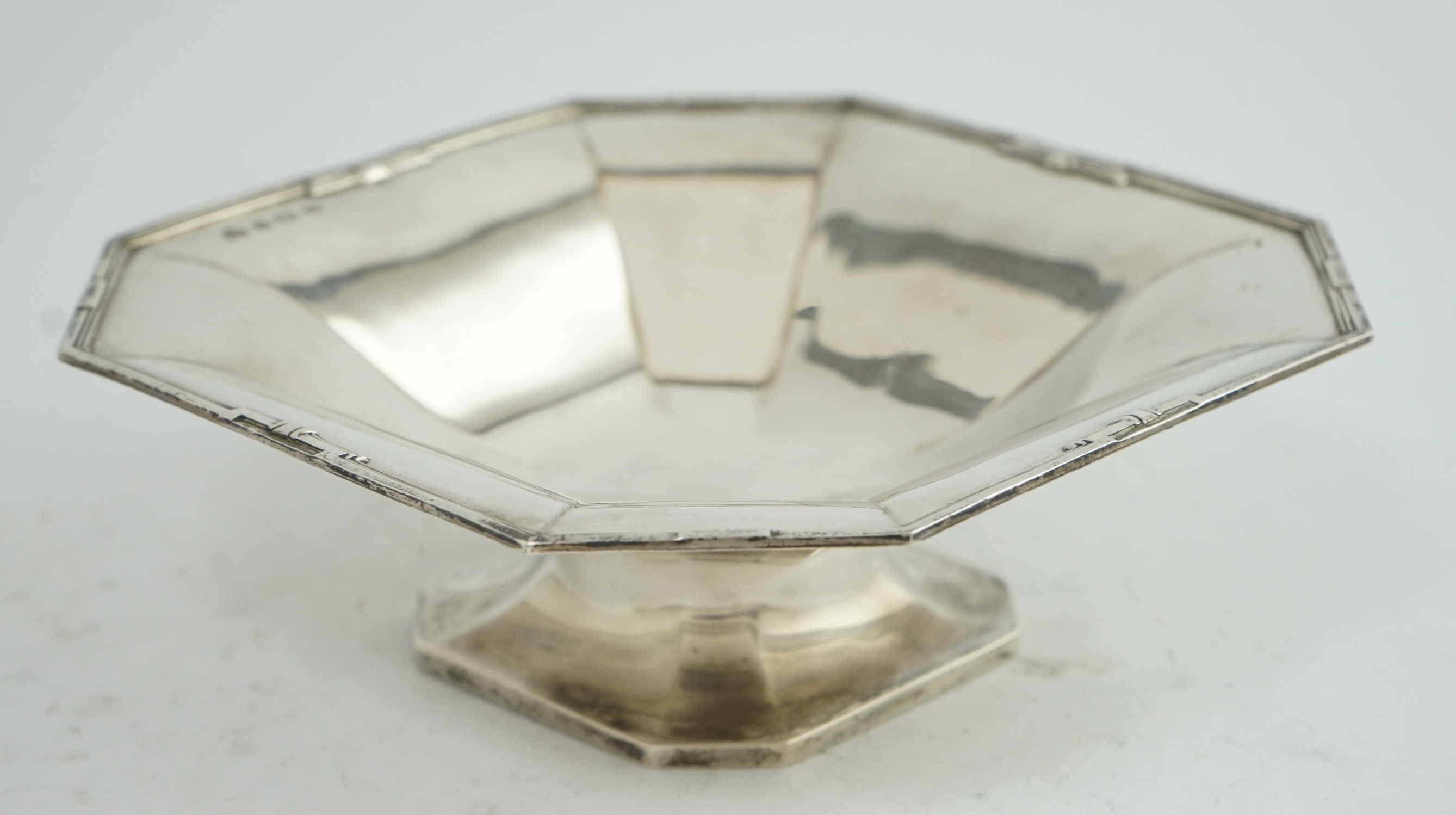 A George V Art Deco silver pedestal fruit bowl, by Elkington & Co